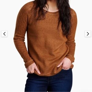 Kuhl Sonata Crew Neck Sweater Soft Knit Casual Antique Gold color